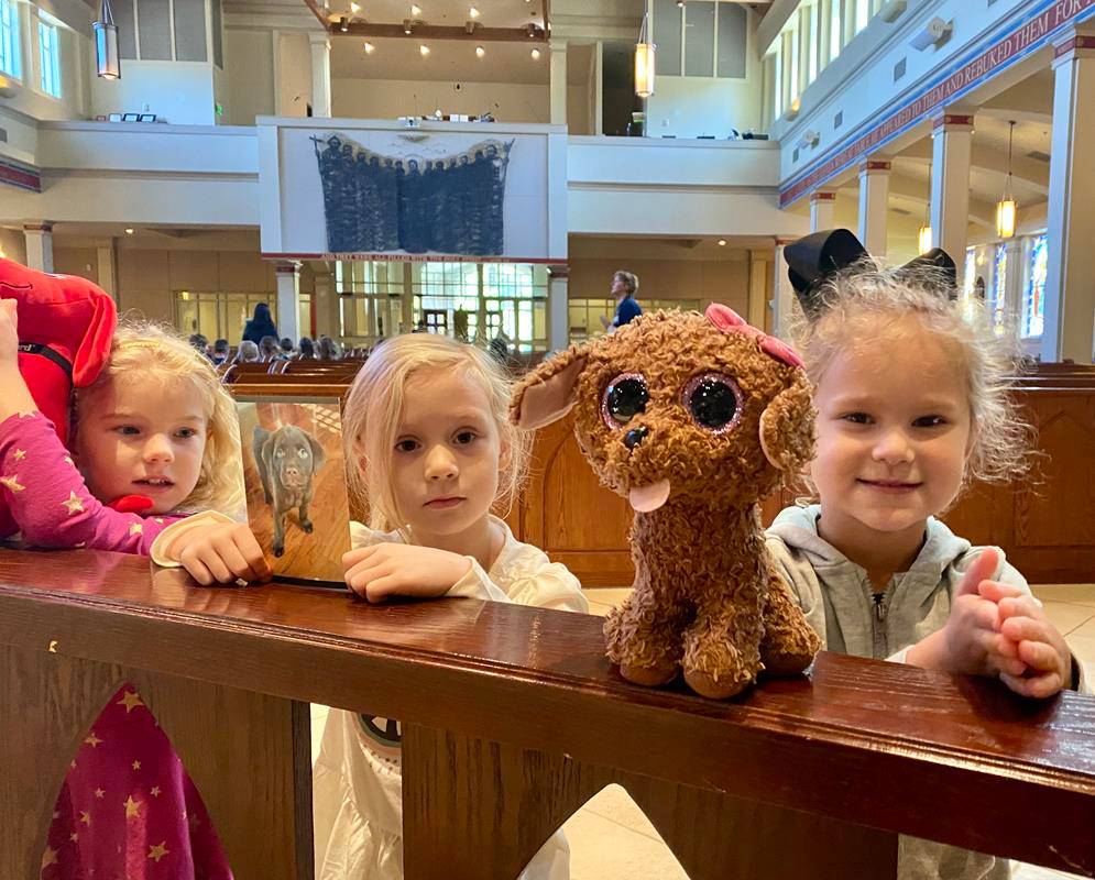 St. Mark Church preschoolers brought stuffed animals and pictures of their pets to be blessed.