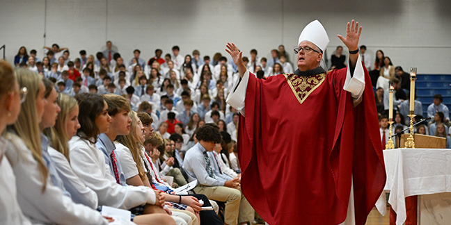 Bishop Martin celebrates Mass at Charlotte Catholic High School