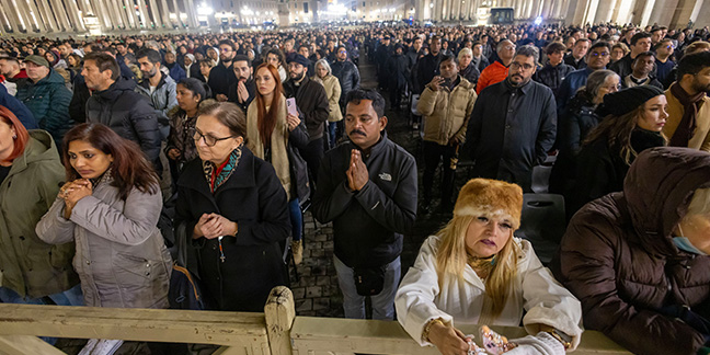 Faithful unite in St. Peter's Square praying for pope's health